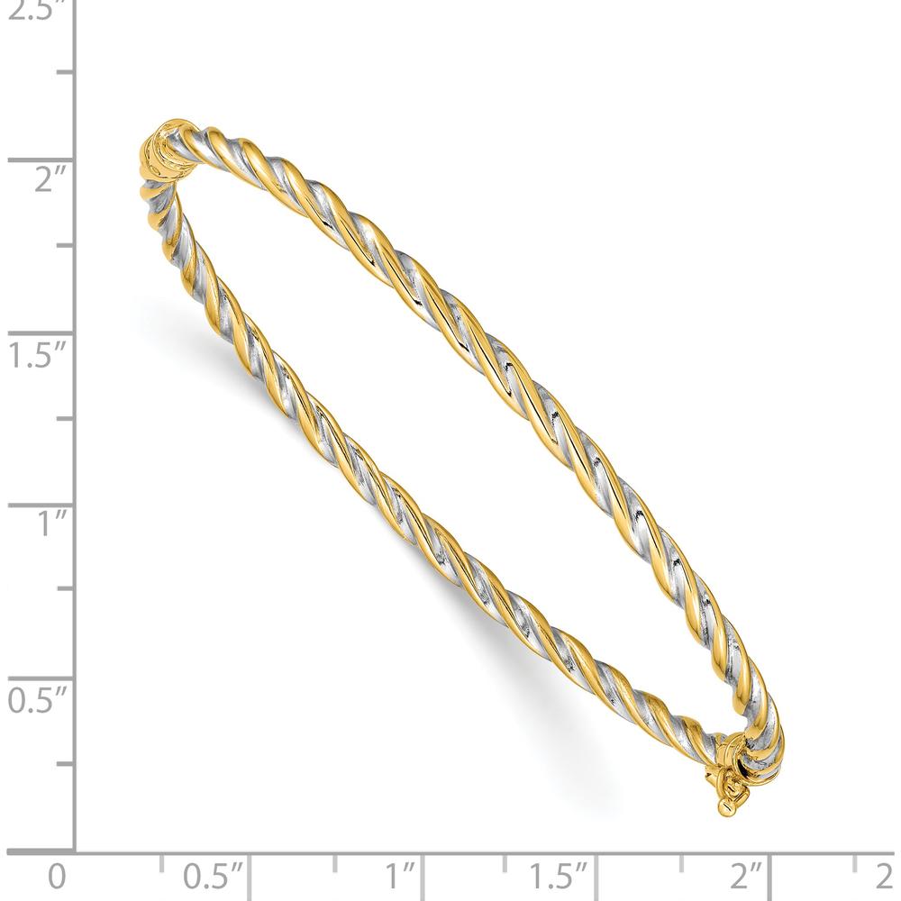 14K Two-Tone Gold 3.00mm Polished Hinged Oval Bangle Bracelet - Lightweight and Secure Clasp by Oro Pregiato
