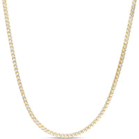 14K Two-Tone Gold 3.2mm Round Pave Franco Chain Necklace - 24" with Lobster Clasp by Orozza Fine Jewelry