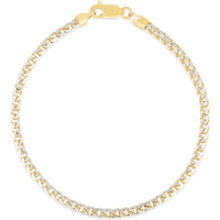 14K Two-Tone Gold 3.2mm Round Pave Franco Chain Necklace - 24" with Lobster Clasp by Orozza Fine Jewelry