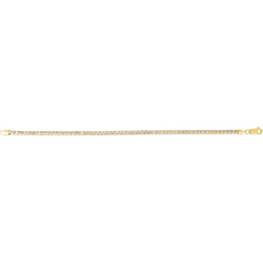 14K Two-Tone Gold 3.2mm Round Pave Franco Chain Necklace - 24" with Lobster Clasp by Orozza Fine Jewelry