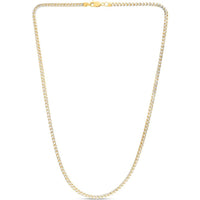 14K Two-Tone Gold 3.2mm Round Pave Franco Chain Necklace - 24" with Lobster Clasp by Orozza Fine Jewelry