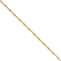 14K Two-Tone Gold 3.5mm Fancy Twisted Bar Link Bracelet - 7.75" Length by Oro Pregiato