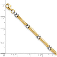 14K Two-Tone Gold 3.5mm Fancy Twisted Bar Link Bracelet - 7.75" Length by Oro Pregiato