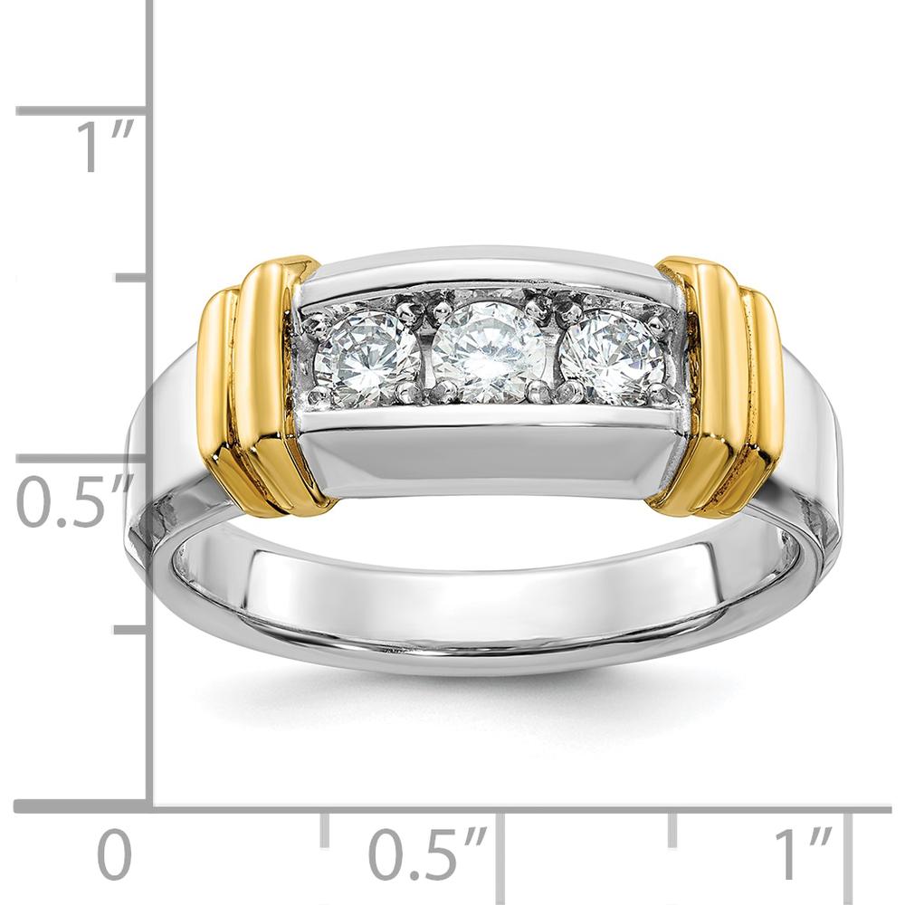 14K Two-Tone Gold 3-Stone Diamond Ring with Round Diamonds - 1/2 Carat Total Diamond Weight by IBGoodman