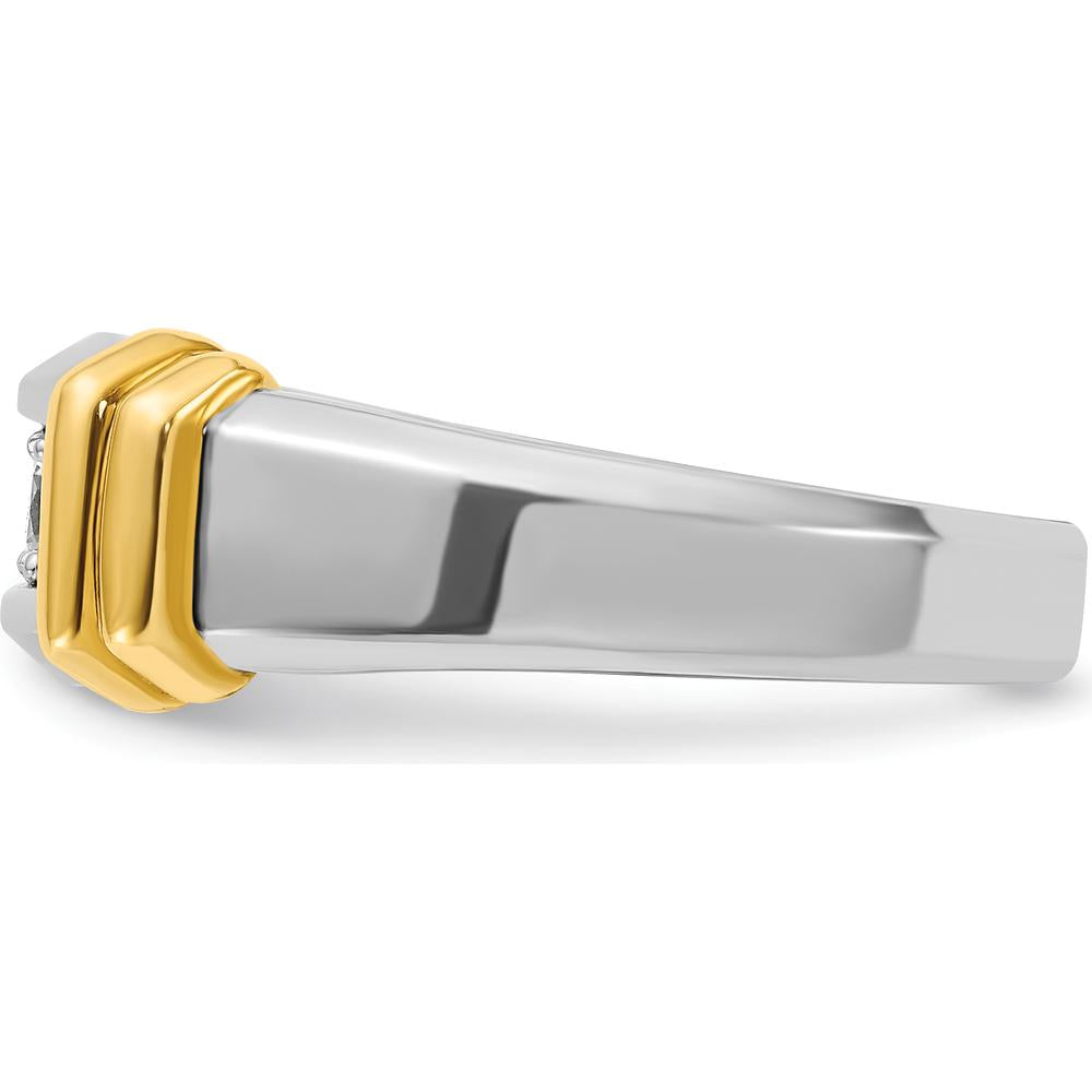 14K Two-Tone Gold 3-Stone Diamond Ring with Round Diamonds - 1/2 Carat Total Diamond Weight by IBGoodman