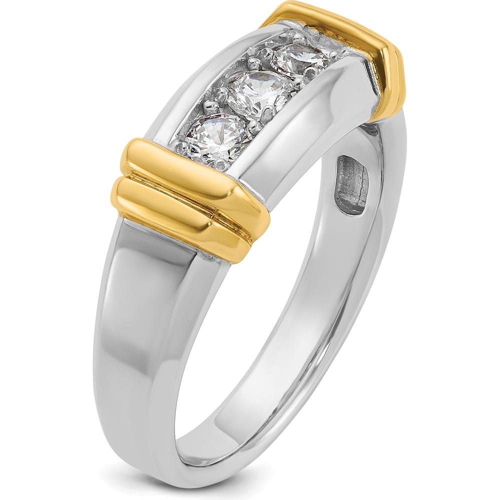 14K Two-Tone Gold 3-Stone Diamond Ring with Round Diamonds - 1/2 Carat Total Diamond Weight by IBGoodman