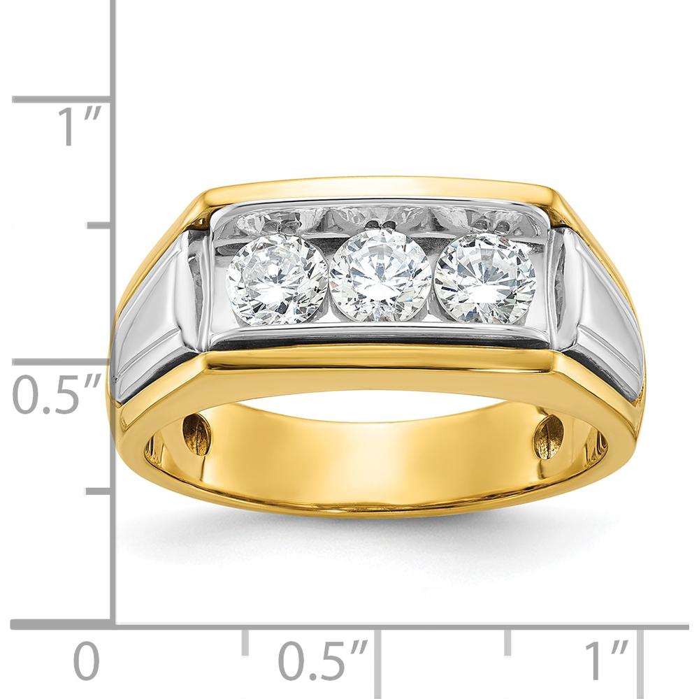 14K Two-Tone Gold 3-Stone Men's Ring Mounting - Polished Finish by IBGoodman