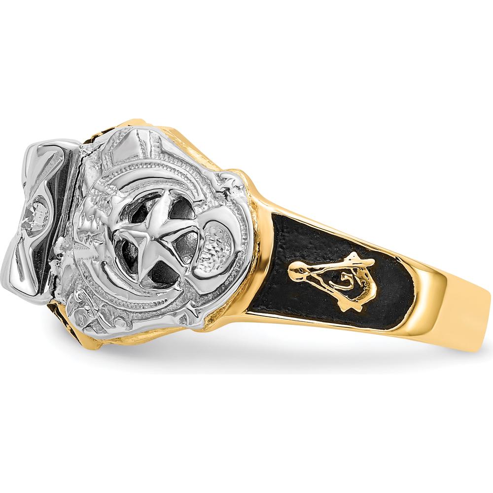 14K Two-Tone Gold 32nd Degree Masonic Ring with Round 0.20 Carat AA-Quality Diamond Center by IBGoodman