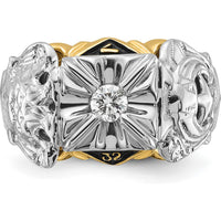 14K Two-Tone Gold 32nd Degree Masonic Ring with Round 0.20 Carat AA-Quality Diamond Center by IBGoodman