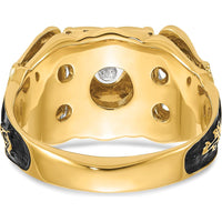 14K Two-Tone Gold 32nd Degree Masonic Ring with Round 0.20 Carat AA-Quality Diamond Center by IBGoodman