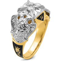 14K Two-Tone Gold 32nd Degree Masonic Ring with Round 0.20 Carat AA-Quality Diamond Center by IBGoodman