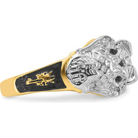 14K Two-Tone Gold 32nd Degree Masonic Ring with Round 0.20 Carat AA-Quality Diamond Center by IBGoodman