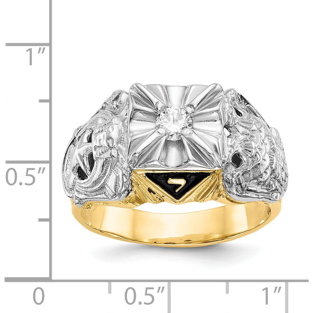 14K Two-Tone Gold 32nd Degree Masonic Ring with Round 0.20 Carat AA-Quality Diamond Center by IBGoodman