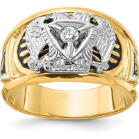 14K Two-Tone Gold 32nd Degree Scottish Rite Masonic Ring with Round Diamond - 0.103 Carat Total Diamond Weight