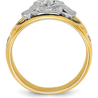 14K Two-Tone Gold 32nd Degree Scottish Rite Masonic Ring with Round Diamond - 0.103 Carat Total Diamond Weight