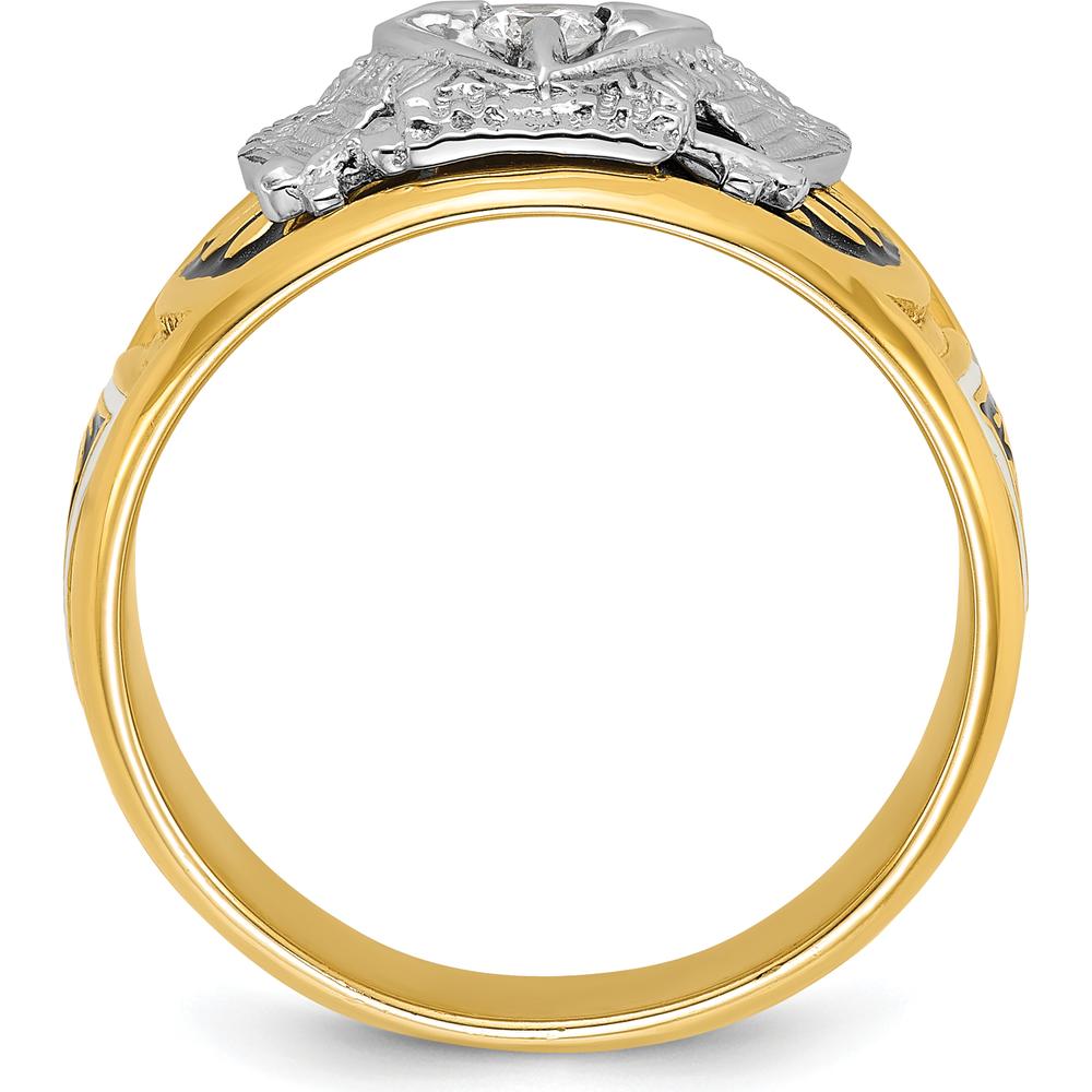 14K Two-Tone Gold 32nd Degree Scottish Rite Masonic Ring with Round Diamond - 0.103 Carat Total Diamond Weight