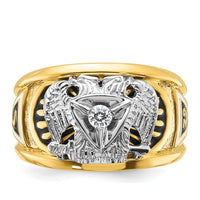 14K Two-Tone Gold 32nd Degree Scottish Rite Masonic Ring with Round Diamond - 0.103 Carat Total Diamond Weight