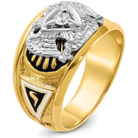 14K Two-Tone Gold 32nd Degree Scottish Rite Masonic Ring with Round Diamond - 0.103 Carat Total Diamond Weight