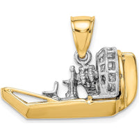 14K Two-Tone Gold 3D Airboat Charm Pendant - Adventure Inspired Design by Oro Pregiato