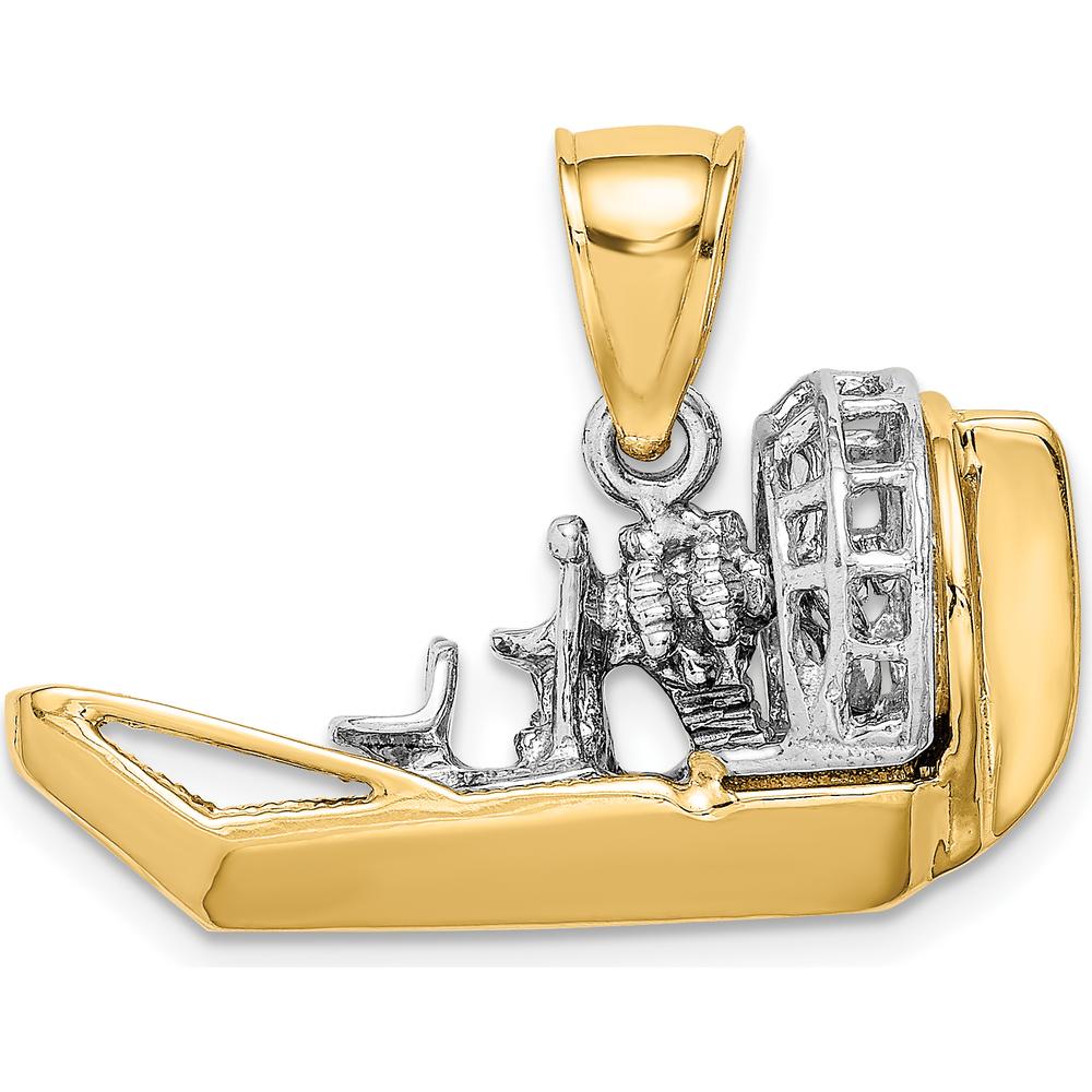 14K Two-Tone Gold 3D Airboat Charm Pendant - Adventure Inspired Design by Oro Pregiato