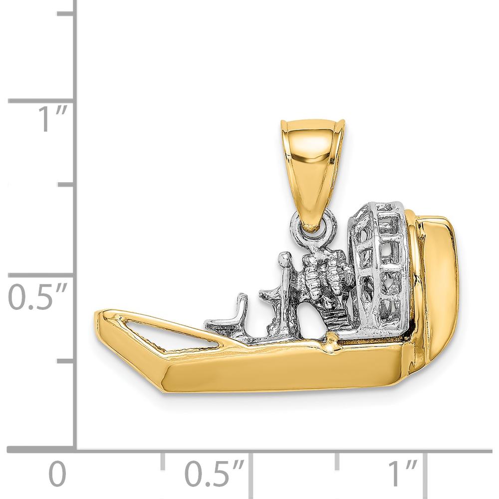 14K Two-Tone Gold 3D Airboat Charm Pendant - Adventure Inspired Design by Oro Pregiato