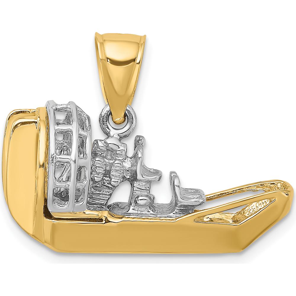 14K Two-Tone Gold 3D Airboat Charm Pendant - Adventure Inspired Design by Oro Pregiato
