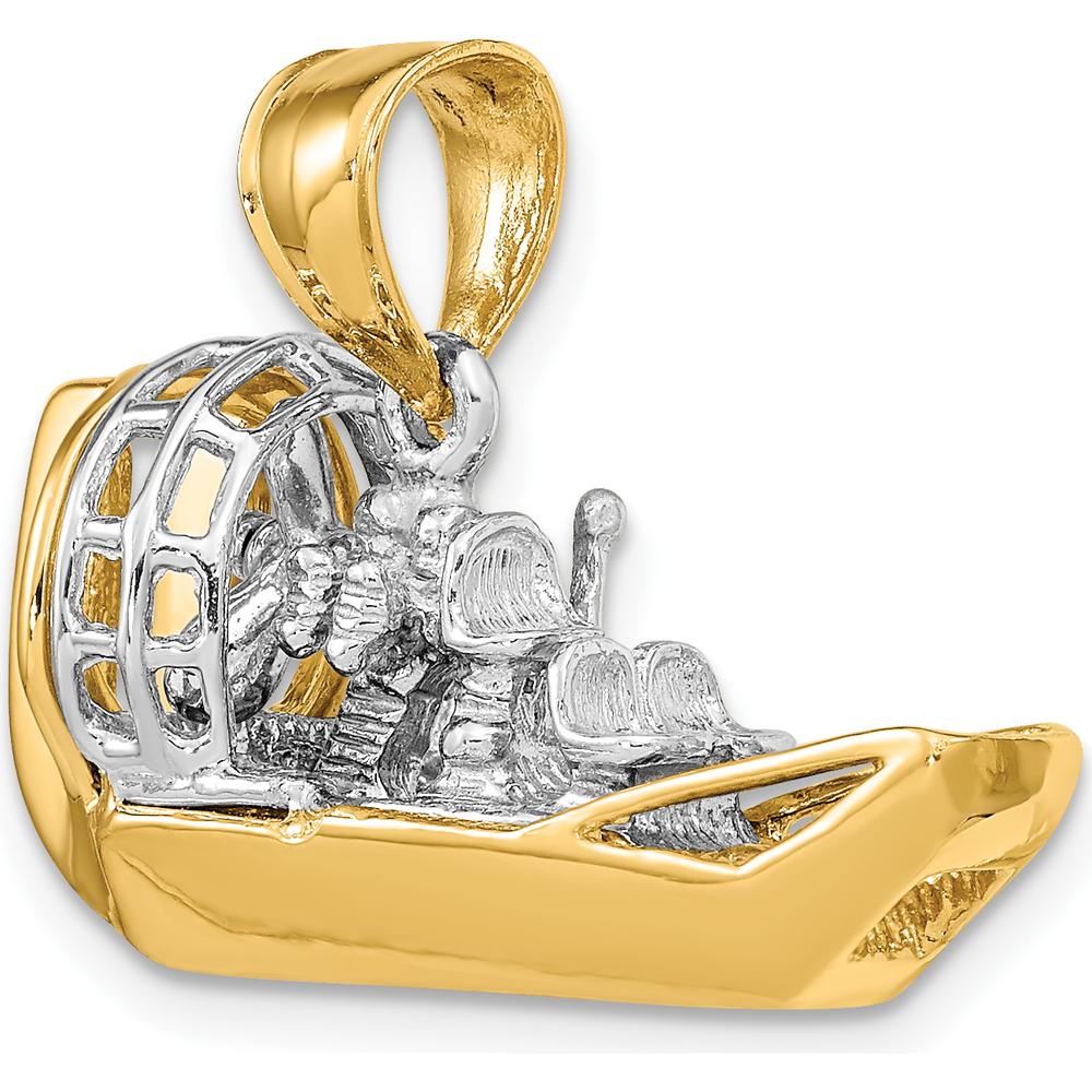 14K Two-Tone Gold 3D Airboat Charm Pendant - Adventure Inspired Design by Oro Pregiato