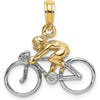 14K Two-Tone Gold 3D Bicycle with Rider Pendant Charm - Crafted Gold Jewelry by Oro Pregiato