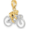 14K Two-Tone Gold 3D Bicycle with Rider Pendant Charm - Crafted Gold Jewelry by Oro Pregiato