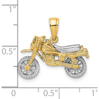 14K Two-Tone Gold 3D Dirt Bike Motorcycle Charm with Moveable Wheels by Oro Pregiato