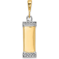 14K Two-Tone Gold 3D Mezuzah with Shin Pendant - 32mm Length by Oro Pregiato