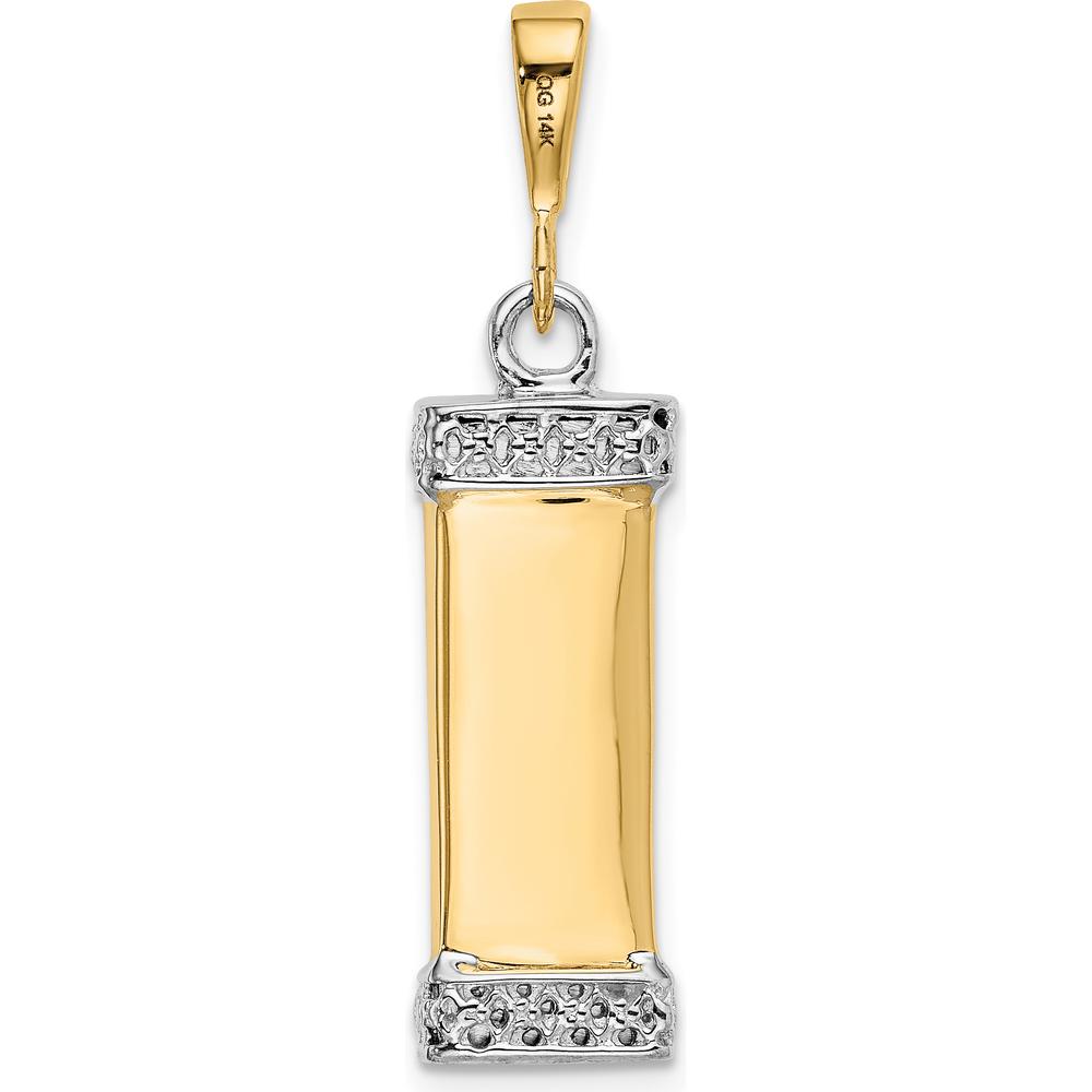14K Two-Tone Gold 3D Mezuzah with Shin Pendant - 32mm Length by Oro Pregiato