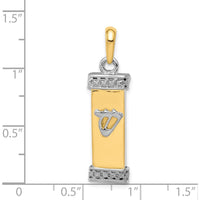 14K Two-Tone Gold 3D Mezuzah with Shin Pendant - 32mm Length by Oro Pregiato