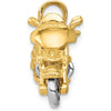 14K Two-Tone Gold 3D Motorcycle Pendant with Movable Wheels - Men's Luxury Jewelry Charm by Oro Pregiato