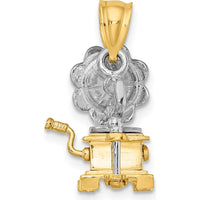 14K Two-Tone Gold 3D Moveable Phonograph Charm - Unique Vintage-Inspired Pendant by Oro Pregiato