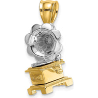 14K Two-Tone Gold 3D Moveable Phonograph Charm - Unique Vintage-Inspired Pendant by Oro Pregiato
