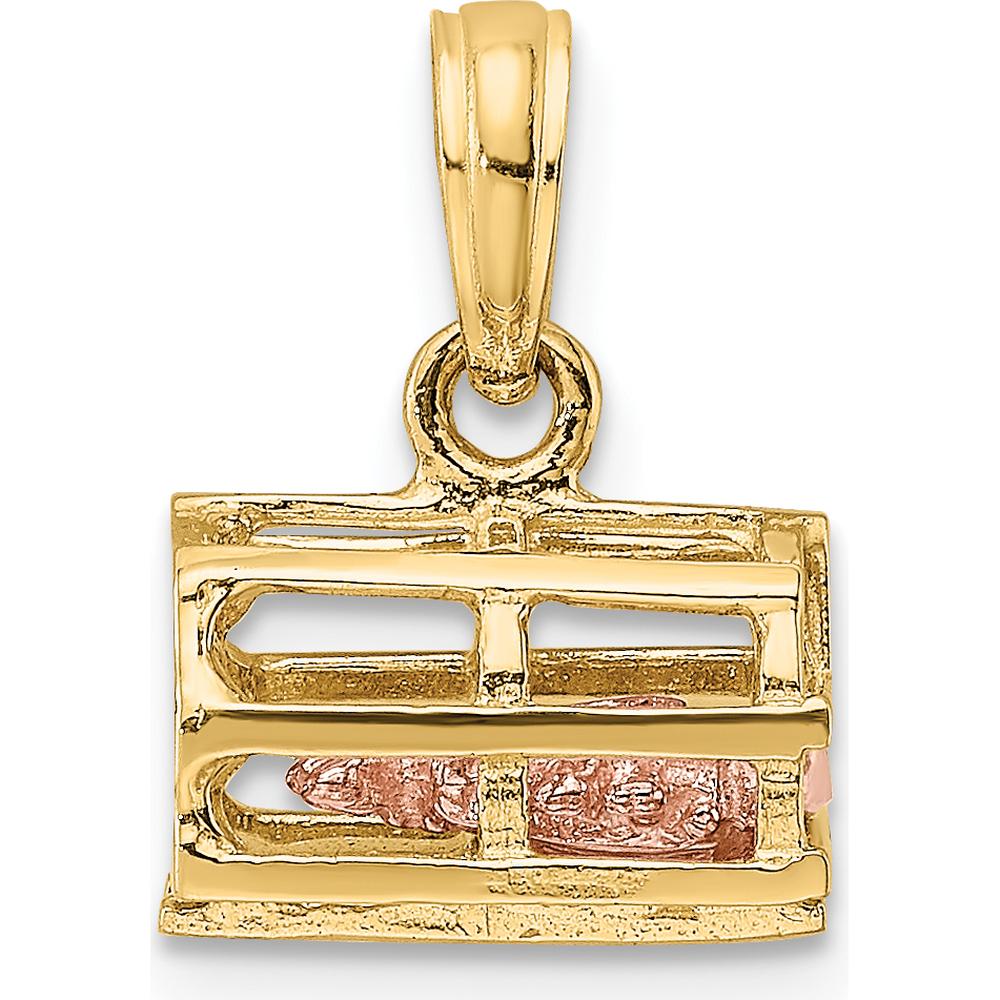 14K Two-Tone Gold 3D Moveable Pink Lobster in Trap Charm - Playful and Unique Design by Oro Pregiato