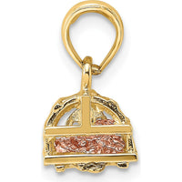 14K Two-Tone Gold 3D Moveable Pink Lobster in Trap Charm - Playful and Unique Design by Oro Pregiato