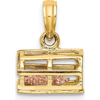 14K Two-Tone Gold 3D Moveable Pink Lobster in Trap Charm - Playful and Unique Design by Oro Pregiato