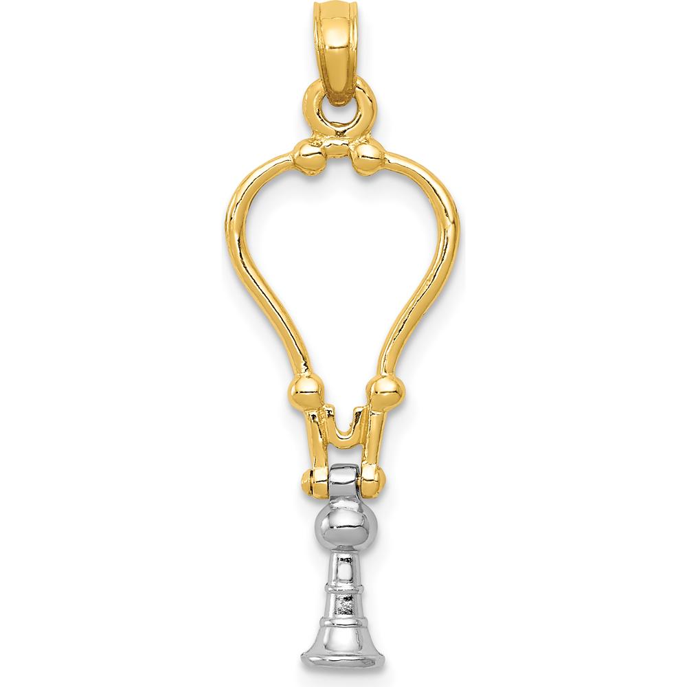 14K Two-Tone Gold 3D Stethoscope Pendant with Moveable Charm by Oro Pregiato