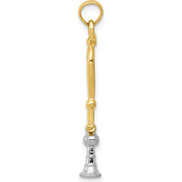14K Two-Tone Gold 3D Stethoscope Pendant with Moveable Charm by Oro Pregiato
