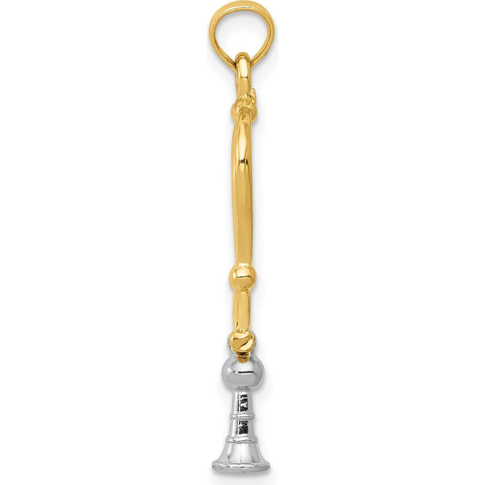 14K Two-Tone Gold 3D Stethoscope Pendant with Moveable Charm by Oro Pregiato
