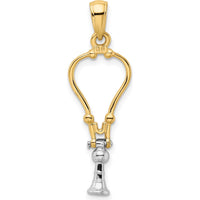 14K Two-Tone Gold 3D Stethoscope Pendant with Moveable Charm by Oro Pregiato