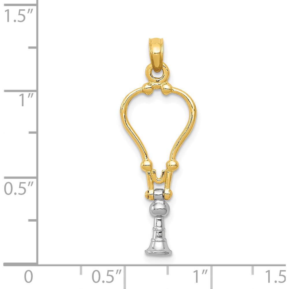14K Two-Tone Gold 3D Stethoscope Pendant with Moveable Charm by Oro Pregiato