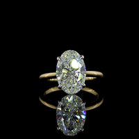 14K Two-Tone Gold 4.13 Carat Oval Cut Lab Diamond Solitaire Ring - IGI Certified E-VVS2 - Covaloro Fine Jewelry
