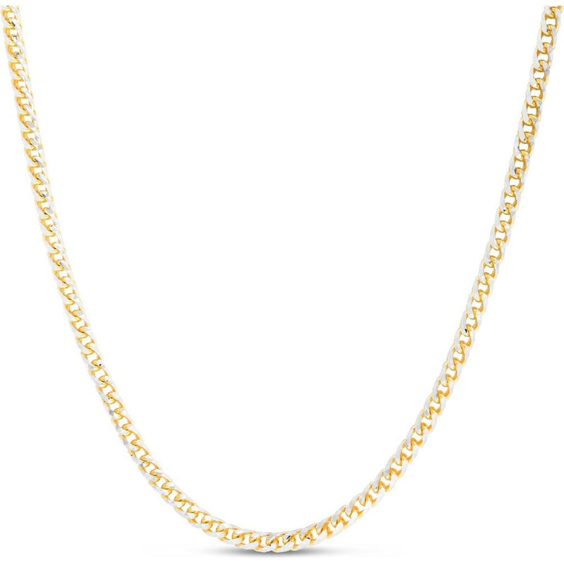 14K Two-Tone Gold 4mm Round Pave Franco Chain with Lobster Clasp - 8" by Orozza Fine Jewelry