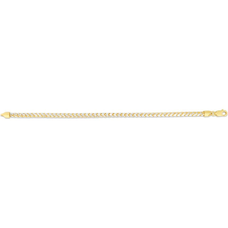 14K Two-Tone Gold 4mm Round Pave Franco Chain with Lobster Clasp - 8" by Orozza Fine Jewelry