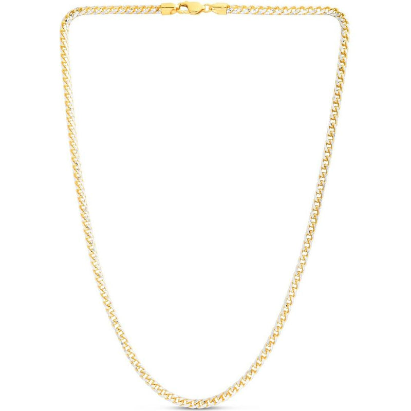 14K Two-Tone Gold 4mm Round Pave Franco Chain with Lobster Clasp - 8" by Orozza Fine Jewelry