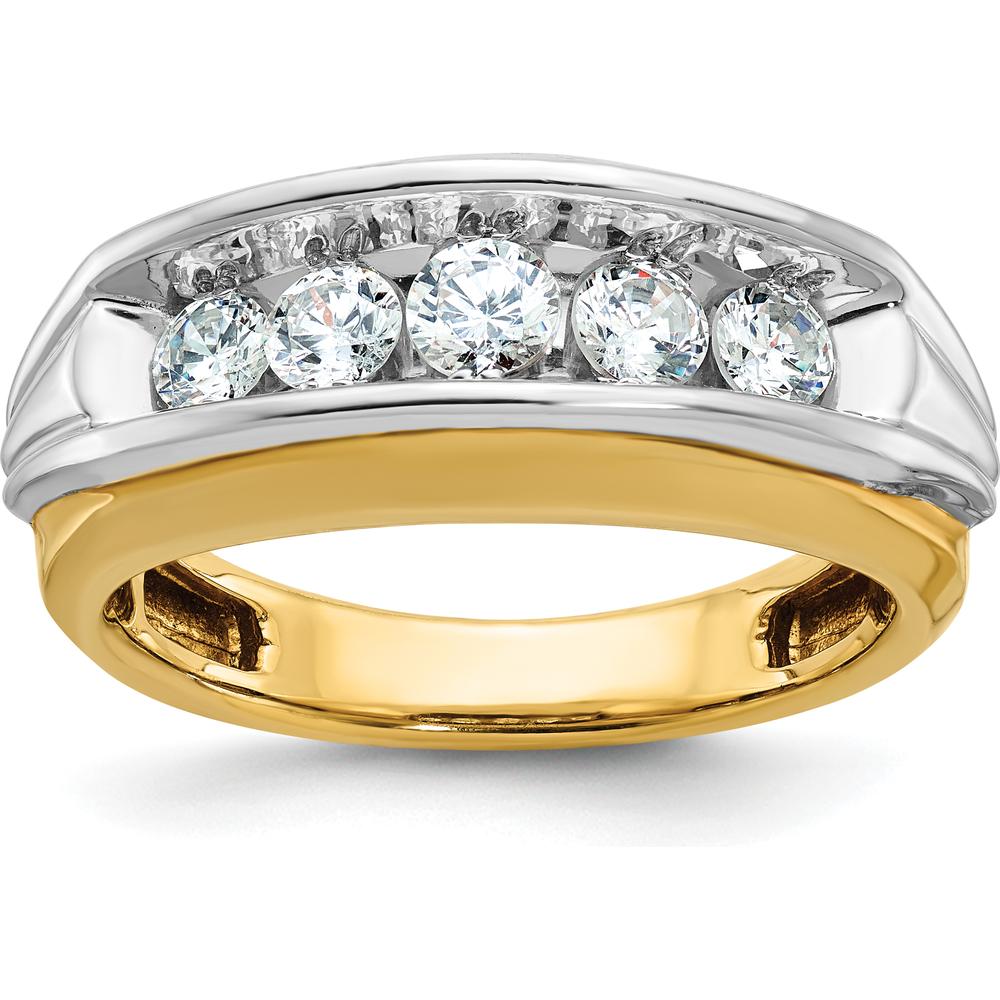 14K Two-Tone Gold 5-Stone Diamond Band Ring with 1 Carat Total Diamond Weight by IBGoodman