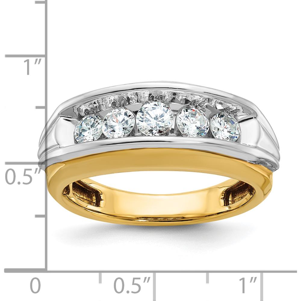 14K Two-Tone Gold 5-Stone Diamond Band Ring with 1 Carat Total Diamond Weight by IBGoodman